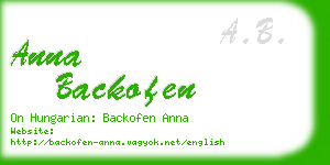 anna backofen business card